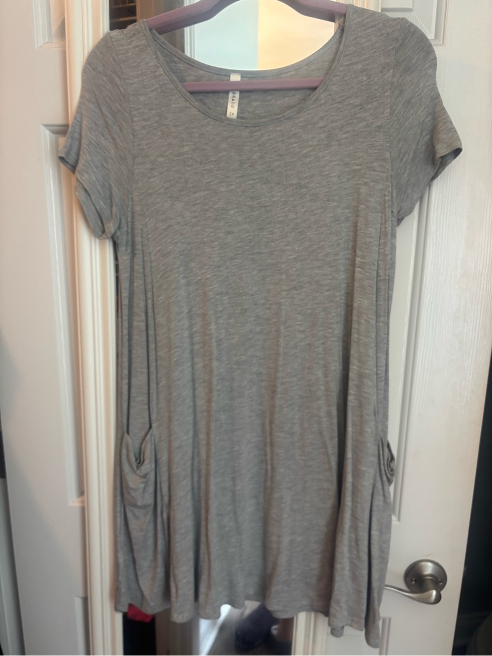 Emerald Gray Short Sleeve Swing Tunic with Side Pockets